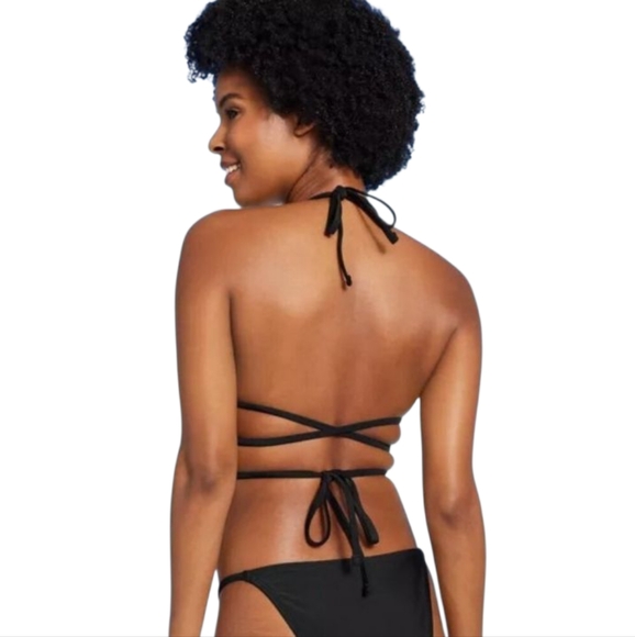 Womens Wild Fable Black Bikini Top w/ Triangle Wrap Size XSmall BNWT - Picture 2 of 4